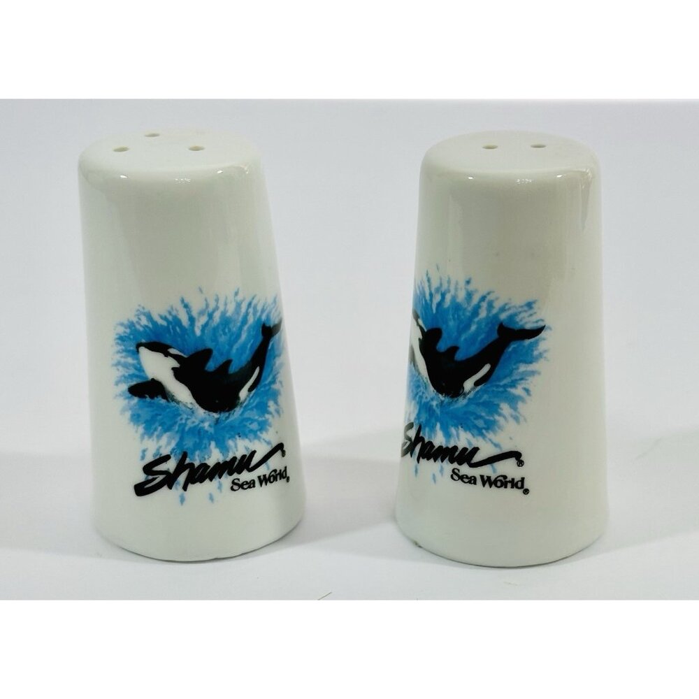 Sea World Amusement Park Shamu Killer Whale Salt & Pepper Shakers Ceramic Vtg - Picture 7 of 8